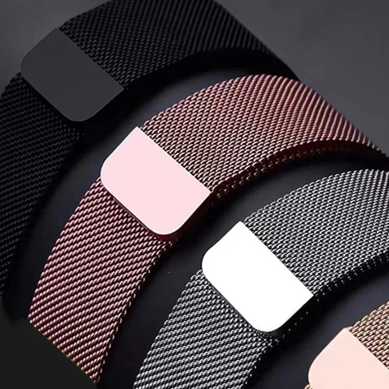 Pulseira Smartwatch em aço com fecho magnético.
