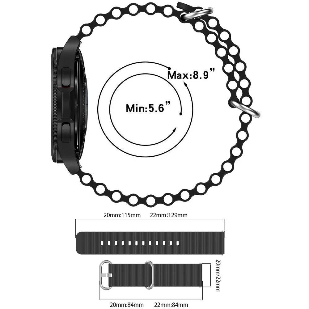 Pulseira silicone esportiva 20mm e 22mm